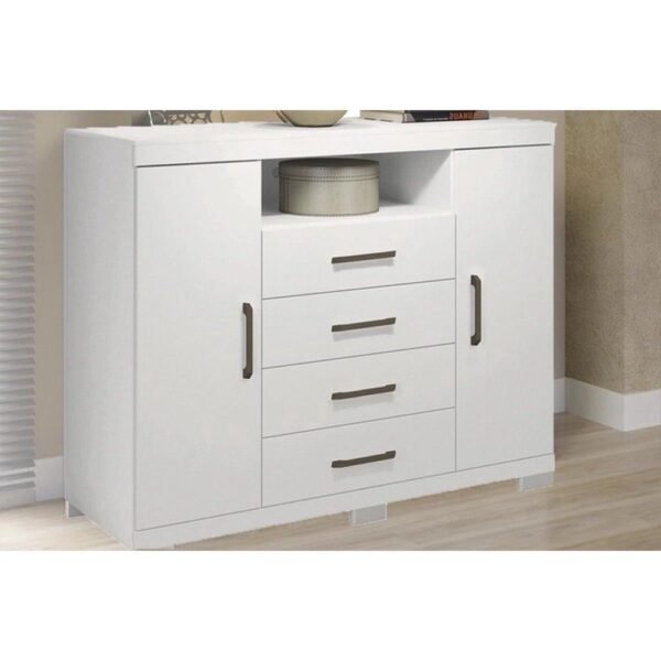 Cômoda de Quarto Master c/ 2 Portas 1 Nicho e 4 Gavetas c/ Pés Branco - Santos Andirá