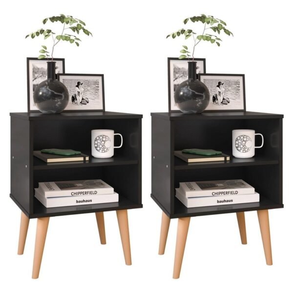 Conjunto 2 Mesas de Cabeceira Nicho Kit Mesinhas Decoração Quarto Retrô - Preto - Lojas rpm