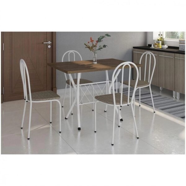 Conjunto Sala De Jantar Artefamol Bruna Mesa Com 4 Cadeiras BrancoRattan