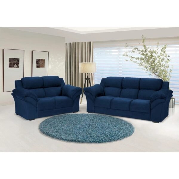 Conjunto Sofá Windsor Velut Azul 3 e 2 Lugares 2,04m e 1,59m - King House