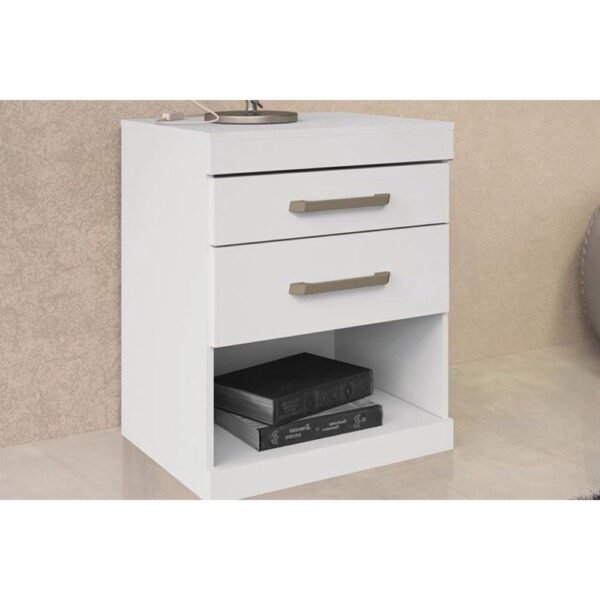Mesa Cabeceira Havana c/ 2 Gavetas Branco - Santos Andirá